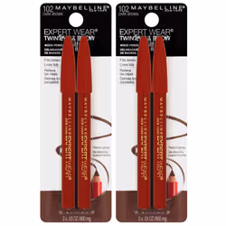 Maybelline New York Expert Wear Twin Brow & Eye Pencils Makeup, Dark Brown, , 2 Count (Pack of 2)