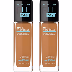 Maybelline Fit Me Matte + Poreless Liquid Foundation Makeup Cappuccino 2 COUNT Oil-Free Foundation