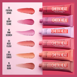 Maybelline Cheek Heat Gel-Cream Blush Makeup  Lightweight  Breathable Feel  Sheer Flush Of Color  Natural-Looking  Dewy Finish  Oil-Free  Fuchsia Spar
