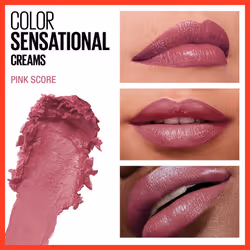 Maybelline Color Sensational Lipstick  Lip Makeup  Cream Finish  Hydrating Lipstick  Nude  Pink  Red  Plum Lip Color  Pink Score  0.15 oz; (Packaging