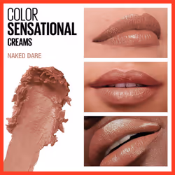 Maybelline Color Sensational Lipstick  Lip Makeup  Cream Finish  Hydrating Lipstick  Nude  Pink  Red  Plum Lip Color  Naked Dare  0.15 oz; (Packaging
