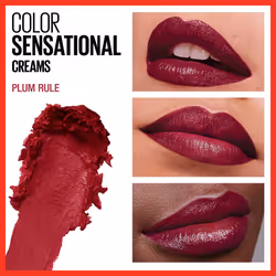 Maybelline Color Sensational Lipstick  Lip Makeup  Cream Finish  Hydrating Lipstick  Nude  Pink  Red  Plum Lip Color  Plum Rule  0.15 oz; (Packaging M