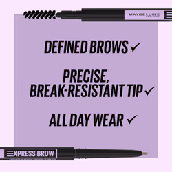 Maybelline Express Brow Ultra Slim Eyebrow Makeup  Brow Pencil with Precision Tip and Spoolie for Defined Eyebrows  Black  1 Count