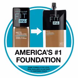 Maybelline New York Fit Me Matte + Poreless Liquid Foundation  Pouch Format  332 Golden Caramel  1.3 Ounce