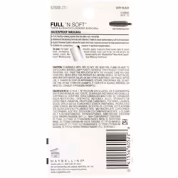 Maybelline Full 'N Soft Waterproof Mascara  Very Black [311]  0.28 oz (Pack of 2)