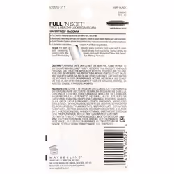 Maybelline Full 'N Soft Waterproof Mascara  Very Black [311]  0.28 oz (Pack of 2)