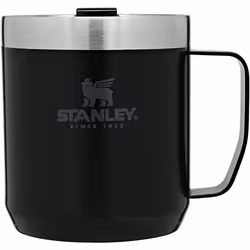 Stanley Stay Hot Camp Mug - Durable 18/8 Stainless Steel Insulated Mug - Splash-Free Tritan Drink-Thru Lid - 12 OZ - Matte Bl ...