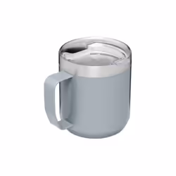 Stanley Stay Hot Camp Mug - Durable 18/8 Stainless Steel Insulated Mug - Splash-Free Tritan Drink-Thru Lid - 12 OZ - Hammertone Silver
