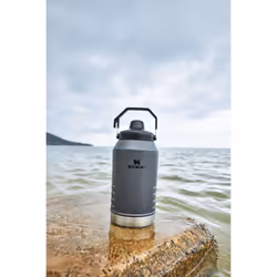 Stanley Iceflow Fast Flow Jug | Recycled Stainless Steel Water Tumbler | Keeps Drink Cold and Iced for Hours | Easy Carry Handle | 96 OZ | Charcoal