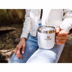 Stanley Stay Hot Camp Mug - Durable 18/8 Stainless Steel Insulated Mug - Splash-Free Tritan Drink-Thru Lid - 12 OZ - Ash 2.0