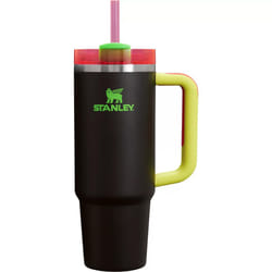 STANLEY Quencher H2.0 FlowState Stainless Steel Vacuum Insulated Tumbler with Lid and Straw for Water  Iced Tea or Coffee (Black Neon  40 oz)