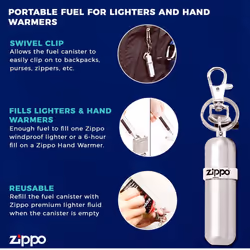 Zippo Fuel Canister Keychain | Refill with Zippo Lighter Fluid | Refill Zippo Windproof Lighter & Zippo Refillable Hand warmer | Convenient Lighter