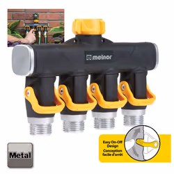 Melnor 65135AMZ 4 Way Lever Flow Through Valve Connector Bundle  Yellow  Black