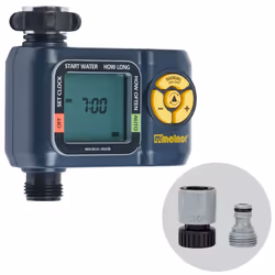 Melnor 65138AMZ AquaTimer Digital Hose QuickConnect Bundle  1Zone Timer  Black  yellow