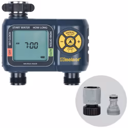 Melnor 65139AMZ AquaTimer Digital Hose Timer 2Zone Programmable Watering Timer Quick Connect Bundle Black Yellow