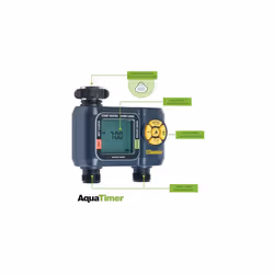 Melnor 65139AMZ AquaTimer Digital Hose Timer  2Zone Programmable Watering Timer  Quick Connect Bundle  Black  Yellow