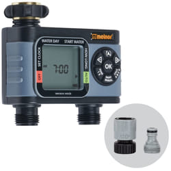 Melnor 65166AMZ HydroLogic Digital Hose Timer  2Zone Programmable Watering Timer  Quick Connect Bundle  Black  Grey