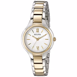 Bulova Ladies' Classic Dress 3-Hand Quartz Stainless Steel Watch Two Tone Gold 28mm Style: 98L217