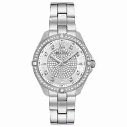 Bulova Ladies' Classic Crystal Stainless Steel 2-Hand Quartz Watch Pave Dial Style: 96L236