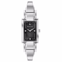 Bulova Ladies' Classic Diamond Dial Quartz Stainless Steel Watch Rect