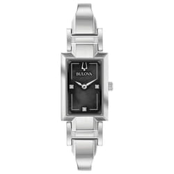 Bulova Ladies' Classic Diamond Dial Quartz Stainless Steel Watch  Rect