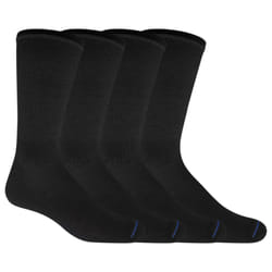 Dr. Scholl's Men's 4 Pack Diabetic and Circulatory Non-binding Crew Casual Sock  Black  Shoe Size 13-15 US
