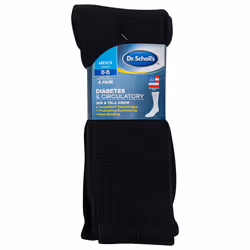 Dr. Scholl's Men's 4 Pack Diabetic and Circulatory Non-binding Crew Casual Sock  Black  Shoe Size 13-15 US