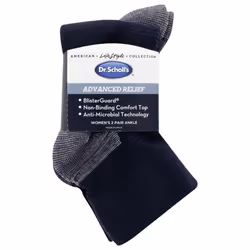Dr. Scholl's Womens Advanced Relief Blisterguard - 2 & 3 Pair Packs Non-binding Cushioned Comfort And Moisture Management Sock  Textured Navy  4-10 US
