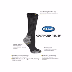 Dr. Scholl's Women Advanced Relief Blisterguard - 2 & 3 Pair Packs Non-binding Cushioned Moisture Management Socks  White  4-10 US