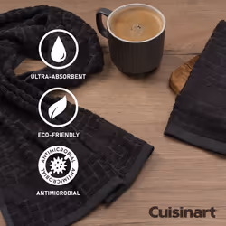 Cuisinart Professional Sculpted Tea Towel Charcoal Bamboo, 40 x 70cm - Pack of 2