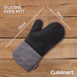 Cuisinart Oven Mitt in Herringbone Charcoal - Non Slip Silicone - 33 x 19 cm