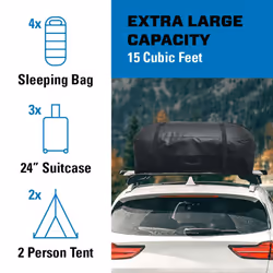 REESE 59006 Waterproof Rooftop Cargo Carrier Bag for Cars  SUVs or Trucks with/Without Roof Racks  15 Cubic Feet  Heavy Duty 840D Abrasion-Resistant P