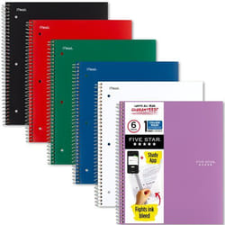 Five Star 38052 writing notebook 100 sheets Black, Blue, Green, Purple, Red, White