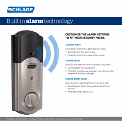 SCHLAGE BE469ZP CAM 619 Connect Smart Deadbolt with alarm with Camelot Trim in Satin Nickel  Z-Wave Plus enabled