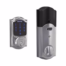 SCHLAGE BE469ZP CAM 625 Connect Smart Deadbolt With Alarm Inbuilt Camelot Trim In Bright Chrome