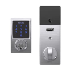 SCHLAGE BE469ZP CEN 626 Connect Smart Deadbolt With Alarm Inbuilt Century Trim In Satin Chrome
