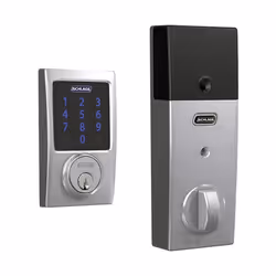 SCHLAGE BE469ZP CEN 626 Connect Smart Deadbolt With Alarm Inbuilt Century Trim In Satin Chrome