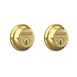 Schlage B62N605 Deadbolt with Standard Trim Keyed 2 Sides  Highest Residential Security  Bright Brass  2 Count