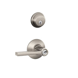 Schlage FB50N V LAT 619 Single Cylinder Deadbolt and Keyed Entry Latitude Lever  Satin Nickel