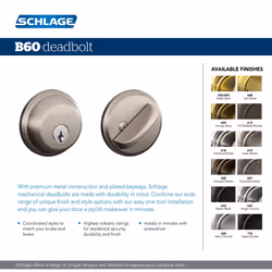 SCHLAGE Single Cylinder Deadbolt  Polished Nickel (B60 N 618)