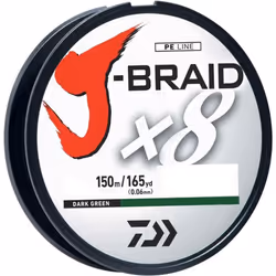 Daiwa J Braid 300m 8 Strand Round Braid Line 30lb Dark Green