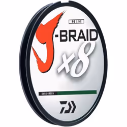 Daiwa J Braid 300m 8 Strand Round Braid Line 30lb Dark Green