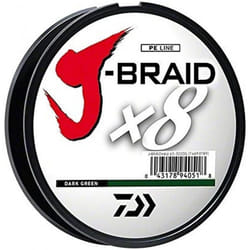 Daiwa J Braid 300m 8 Strand Round Braid Line 30 Lb 330 Yd Dark Green