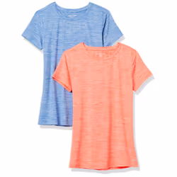 Amazon Essentials Women's Plus Size Tech Stretch Short-Sleeve Crewneck T-Shirt Available In Plus Size  Pack of 2  Coral Orang ...