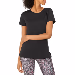 Amazon Essentials Women's Tech Stretch Short-Sleeve Crewneck T-Shirt (Available in Plus Size)  Pack of 2  Black  Space Dye  Medium
