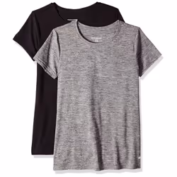 Amazon Essentials Women's Plus Size Tech Stretch Short-Sleeve Crewneck T-Shirt (Available In Plus Size) Pack of 2 Black Sp ...
