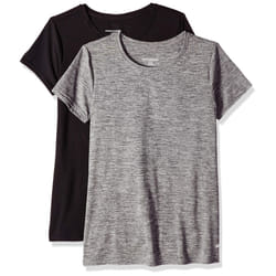 Amazon Essentials Women's Plus Size Tech Stretch Short-Sleeve Crewneck T-Shirt (Available In Plus Size)  Pack of 2  Black  Space Dye  XX-Large