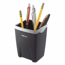 Office Suites Divided Pencil Cup Plastic 3 1/16 x 3 1/16 x 4 1/4 Black/Silver