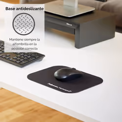 Fellowes Mouse Mat with Non-Slip Rubber Base - Mouse Pad with Antibact