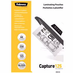 Fellowes A4 Glossy 125 Micron Laminating Pouch Value Pack, Transparent, A4, 222 mm, 1 mm, 306 mm, 5 kg
